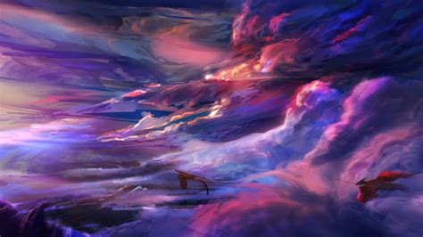 1280x720 Flying Dragon Over Colorful Cloud 720p Wallpaper