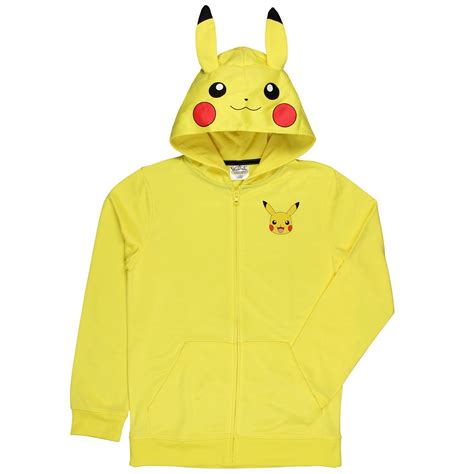 Pokemon Boys Pikachu Costume Character Youth Zip Up Hoodie Large