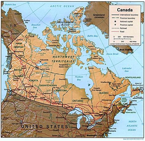 Large Topographical Map Of Canada Canada Large Topogr