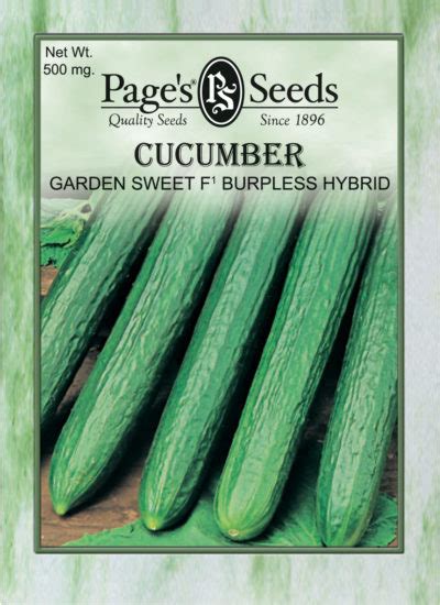 Cucumber Garden Sweet F1 Burpless Hybrid The Page Seed Company Inc