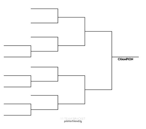 11 Team Single Elimination Bracket Printable Tournament
