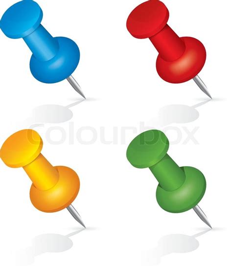 Pushpin Icons Pin Set Isolated On Stock Vector Colourbox