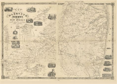 Historic Notes 1851 Jesse Lightfoot Map Of Monmouth County