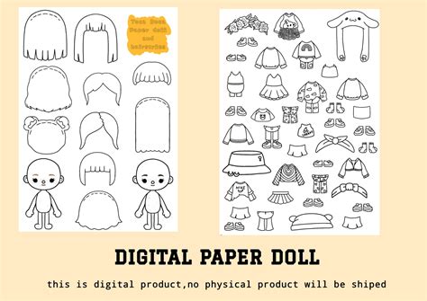 Color Toca Boca Paper Doll And Clothes Toca Boca Papercraft Etsy
