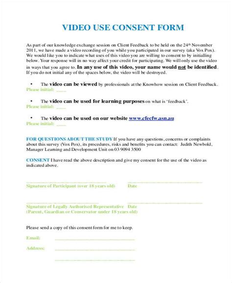 Free 9 Video Consent Forms In Pdf Ms Word
