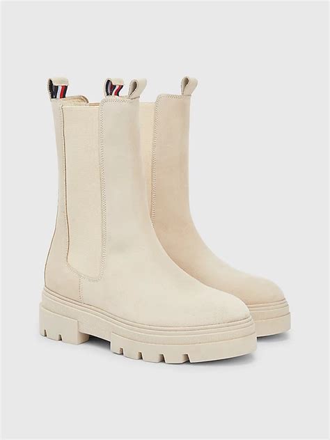Suede Platform Chelsea Boots Beige Tommy Hilfiger