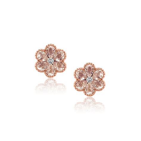 Find the perfect gift today! 18ct Rose Gold Morganite Flower Earrings - Womens from Avanti of Ashbourne Ltd UK