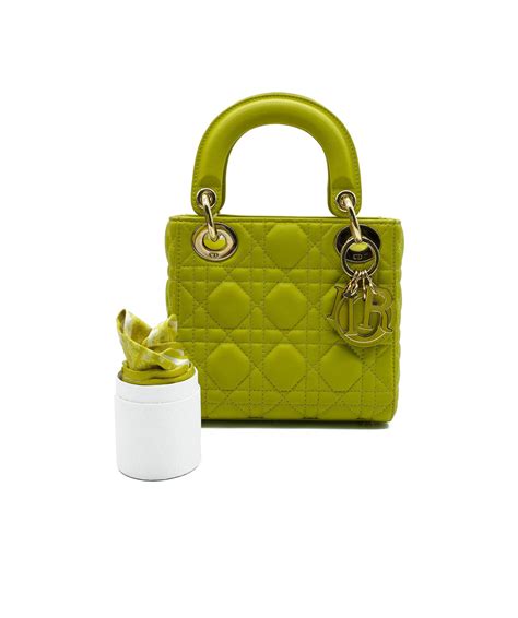 Christian Dior Lime Green Leather Lady Dior Bag Agl1949 Luxurypromise