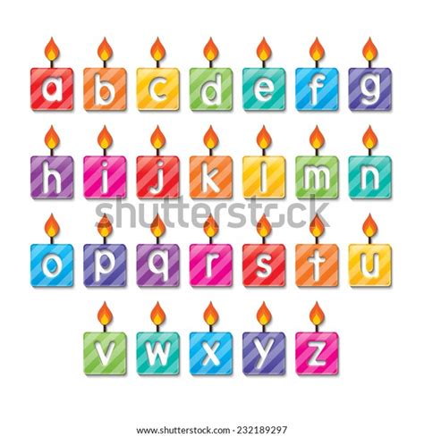 Set Colorful Small Alphabets Z Candles Stock Vector Royalty Free
