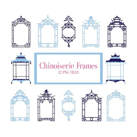 Chinoiserie Frames V2 Clip Art Instant Download Etsy
