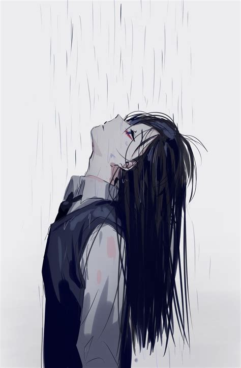 Hitam Putih Gambar Anime Perempuan Sedih Sendirian : Gambar Anime Keren