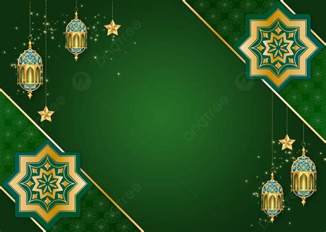 Green Islamic Ramadan Celebration Lantern Border Background Ramadan