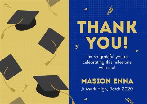 Graduation Thank You Card Template Postermywall