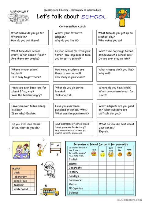 Lets Talk About School English Esl Worksheets Pdf And Doc
