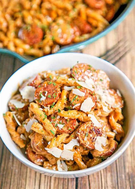 Zucchini and red bell pepper. Smoked Sausage Cajun Alfredo - Plain Chicken