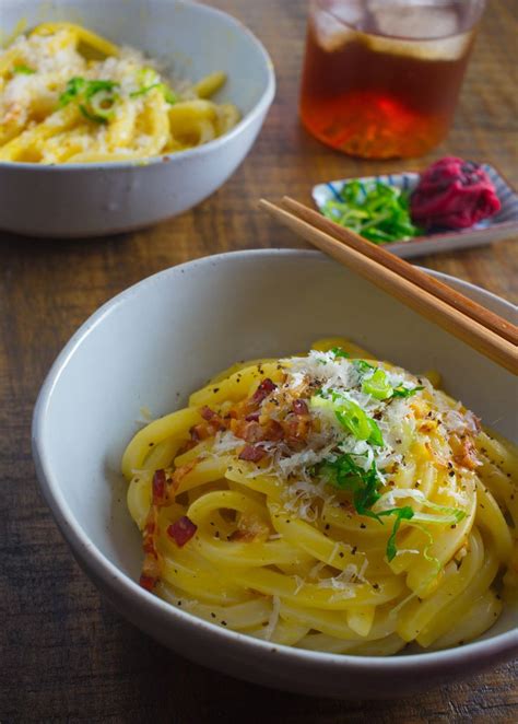 Creamy Miso Carbonara Udon Noodle Recipe Asian Recipes Veggie Recipes Pasta Recipes