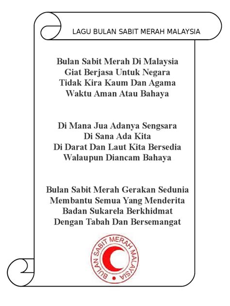 Lagu rasmi bulan sabit merah malaysia. Lirik Lagu Bulan Sabit Merah Malaysia