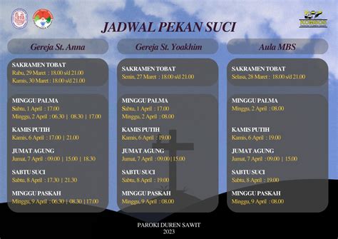 Jadwal Pekan Suci Tri Hari Suci 2023 Seluruh Paroki Di Keuskupan Agung Jakarta Keuskupan