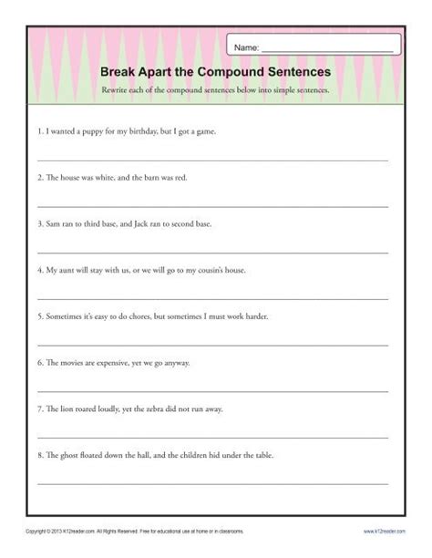 Basic Sentence Structure Worksheets