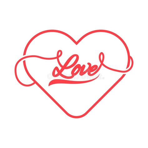 Beautiful Heart With Lettering Of Love Word Romantic Heart Clip Art