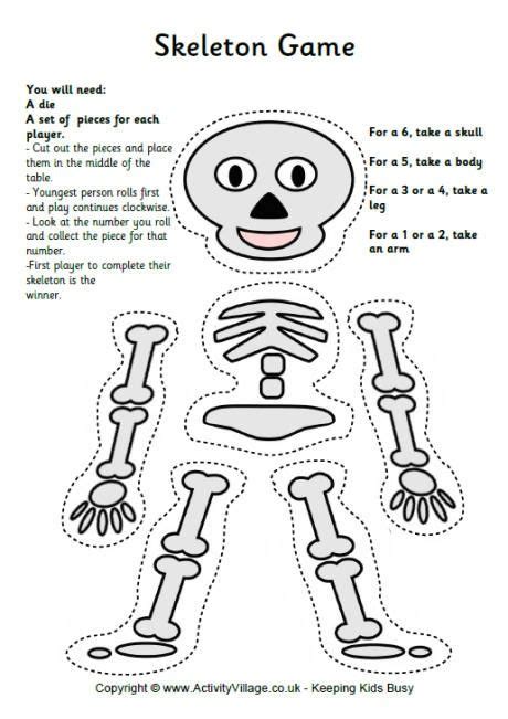 Skeleton Dice Game Halloween Craft Activities Halloween Preschool