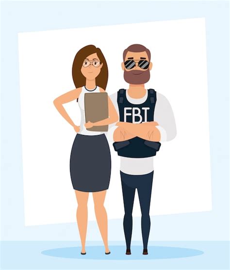 Premium Vector Young Man Fbi Agent With Woman Characters