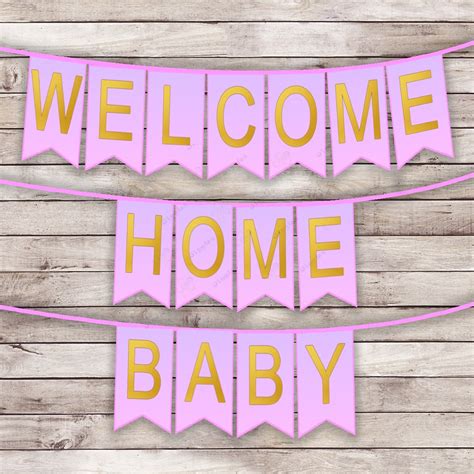 Welcome Home Baby Banner Pink