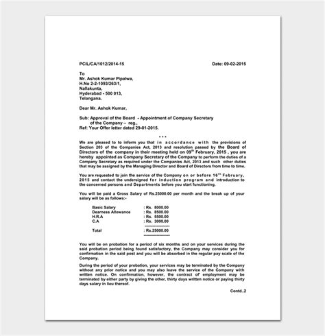 Letter to inform change of bank account number. Company Appointment Letter - 17+ Samples For (Word Doc, PDF Format)