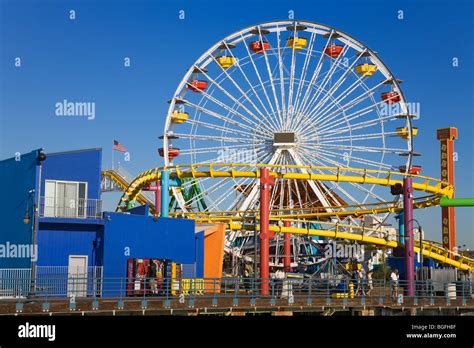 Ferris Wheel And Roller Coaster Pacific Park On Santa Monica Pier Santa