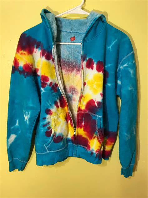 Hanes Small Tie Dyed Full Zip Hooded Jacket With Pockets Etsy