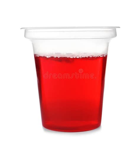 Tasty Jelly Dessert In Plastic Cup On White Stock Photo Image Of Dish