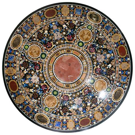 Italian Pietra Dura Mosaic Inlay Stone Round Tabletop In Florentine