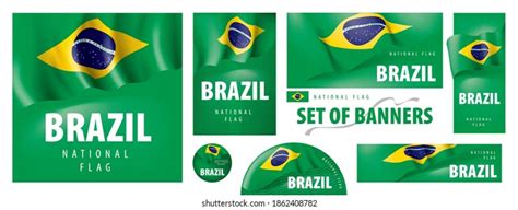 Vector Set Banners National Flag Brazil Stock Vector Royalty Free