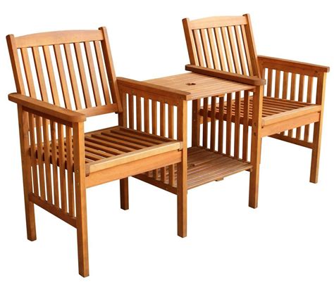 Luunguyen Outdoor Hardwood Tete A Tete Bench Natural Wood Finish Teak Outdoor Furniture