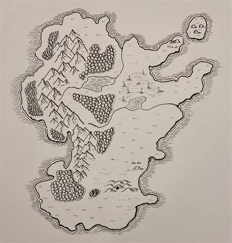 Art My First Unlabelled Hand Drawn Fantasy Map And Now Im Obsessed