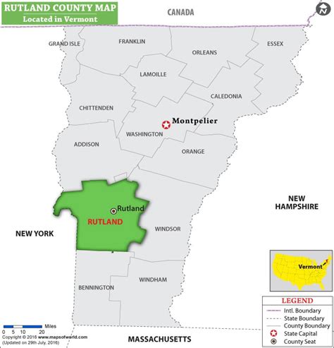 Rutland County Map Vermont