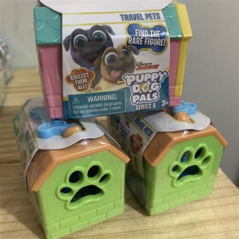 3x Puppy Dog Pals Series 5 Travel Pets Mystery Carriers Disney Junior