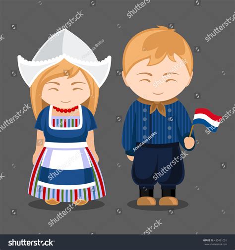 Dutches National Dress Flag Man Woman Stock Vector 435451051 Shutterstock