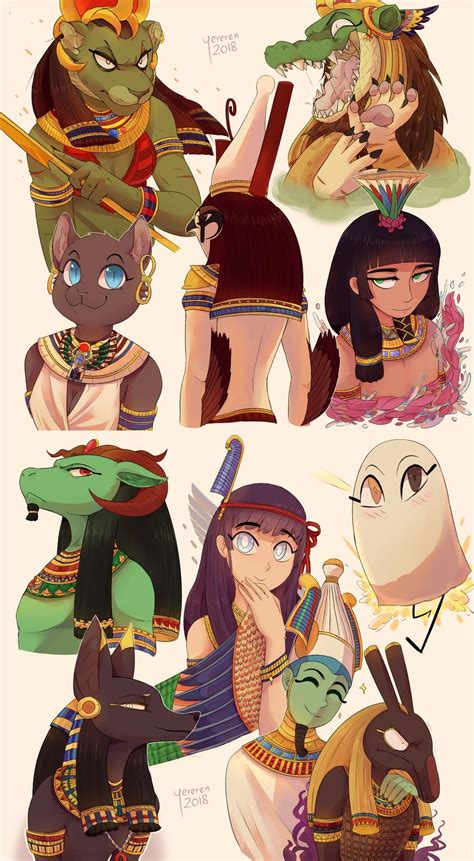 Egyptian Gods By Yereren On Deviantart Egyptian Art Anime Egyptian Egyptian Drawings