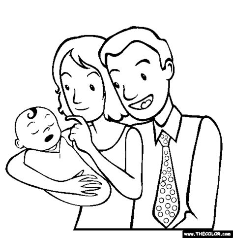 Newborn And Parents Online Coloring Page Coloring Pages Fathers Day
