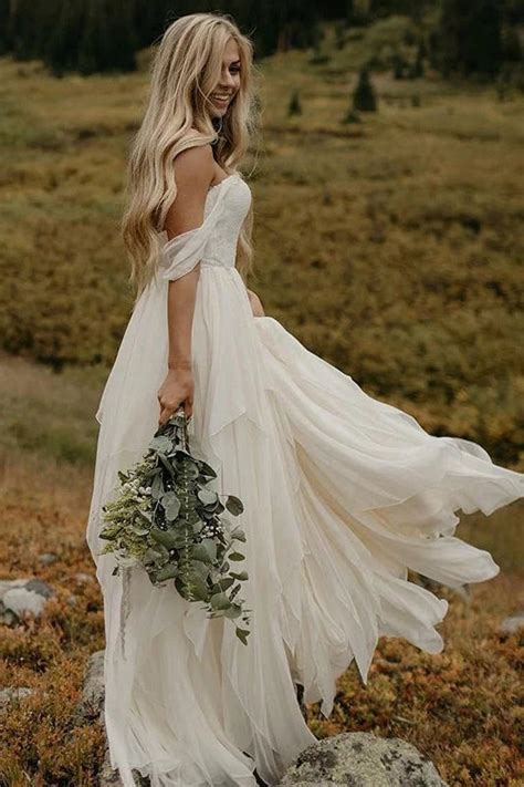 A Line Chiffon Ivory Off The Shoulder Sweetheart Beach Wedding Dresses On Sale Promdress Me Uk