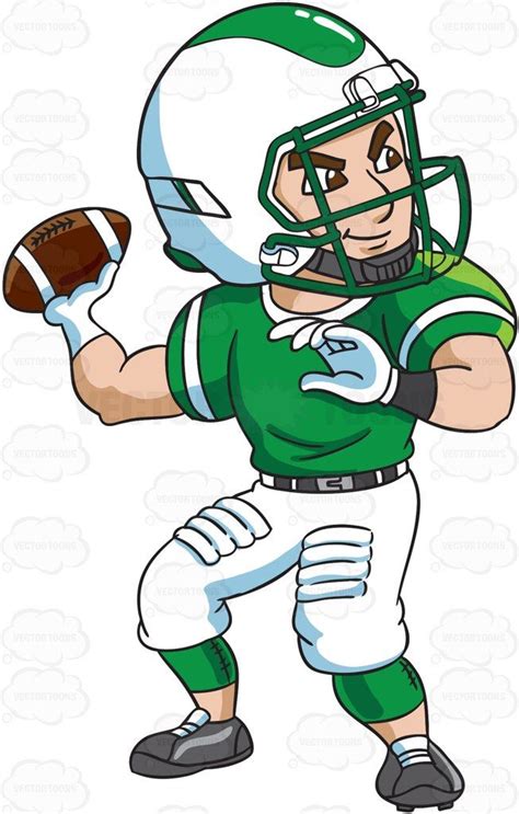 A Football Quarterback Passing A Ball Football Drawing Cartoon Clip