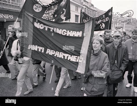 Anti Apartheid March Nottingham Uk November 1986 Stock Photo Alamy