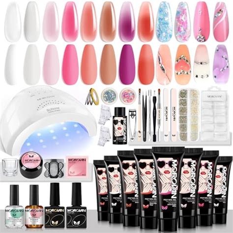 Morovan Poly Nail Gel Kit Builder Gel For Nails With W Led Uv Nail