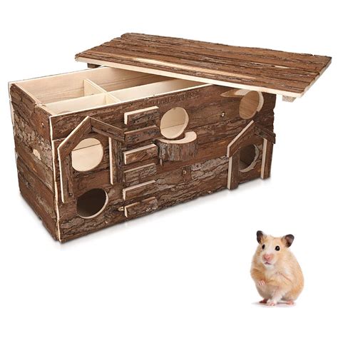 Buy Navaris Wooden Hamster House Play Cabin For Hamsters Small Rodents Gerbils Mice Two