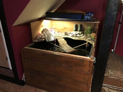 Our Completed Indoor Turtle Pond With Waterfall Ramp And Basking