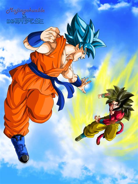 Goku Ssgss Vs Goku Ssj4 By Majingokuable On Deviantart