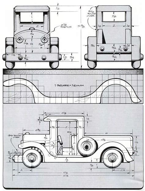 Truck toys and scale models in timber. Wooden Toy Pickup Truck Plans • WoodArchivist