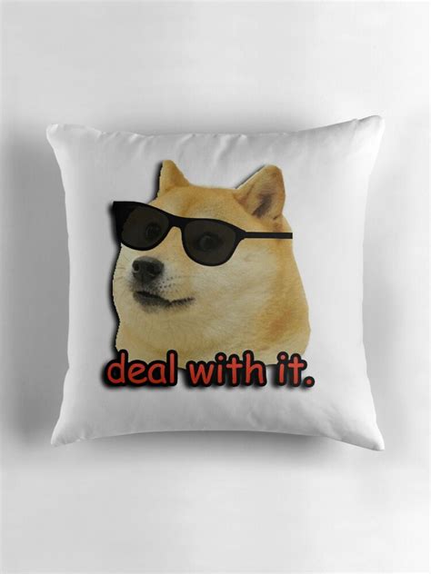 Doge Deal With It Dog Meme Throw Pillows By Gilbertop Redbubble