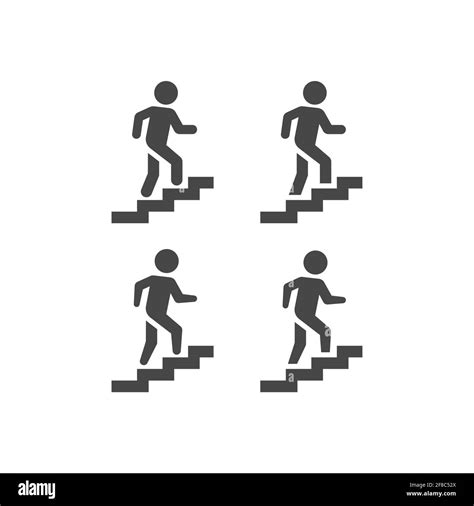 Stairs Or Stairway Black Vector Sign Man Climbing Up Staircase Symbol Stock Vector Image Art